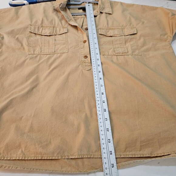 J. Crew Short Sleeve Shirt Utility Popover Size 8 Garment Dyed Cotton Poplin Kha - Picture 8 of 10